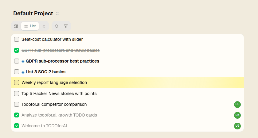 List view