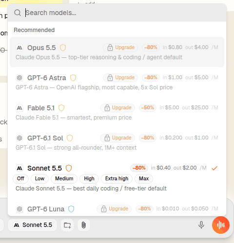 Model picker