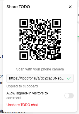 Share TODO popover