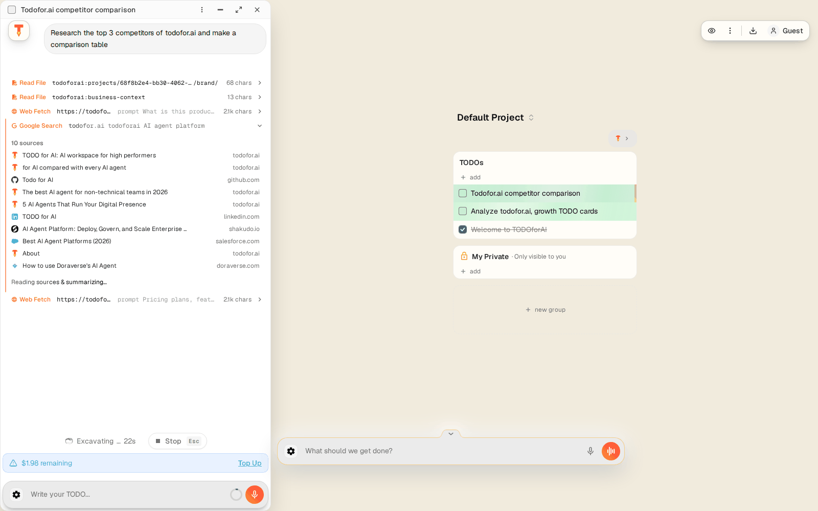 TODO window while running