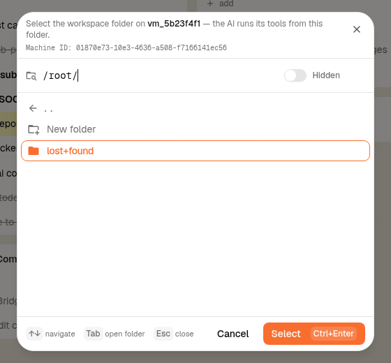 Workspace folder picker